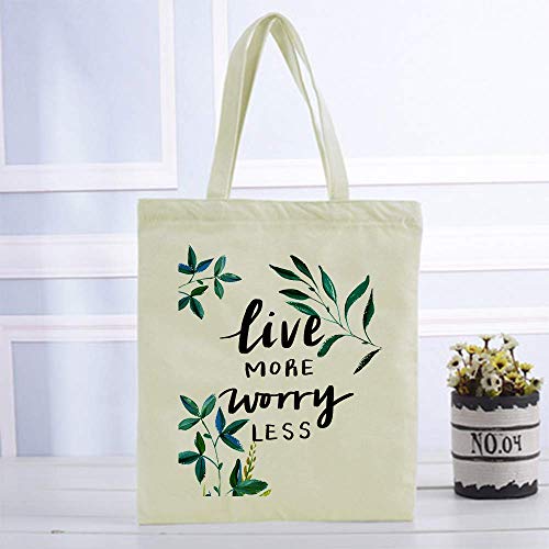 CUNYA - Bolsa de lona personalizable, 15 x 40 cm, reutilizables, con frases de tiempo hermosas, impresas, lavable artesanal, algodón para compras para mujer, color beige (estilo 3)
