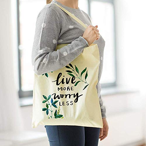 CUNYA - Bolsa de lona personalizable, 15 x 40 cm, reutilizables, con frases de tiempo hermosas, impresas, lavable artesanal, algodón para compras para mujer, color beige (estilo 3)