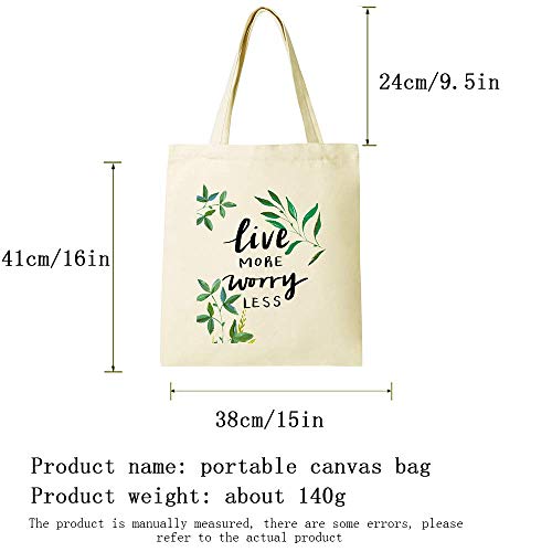 CUNYA - Bolsa de lona personalizable, 15 x 40 cm, reutilizables, con frases de tiempo hermosas, impresas, lavable artesanal, algodón para compras para mujer, color beige (estilo 3)