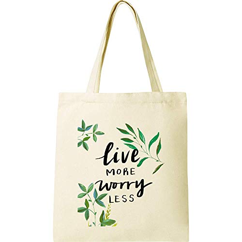 CUNYA - Bolsa de lona personalizable, 15 x 40 cm, reutilizables, con frases de tiempo hermosas, impresas, lavable artesanal, algodón para compras para mujer, color beige (estilo 3)