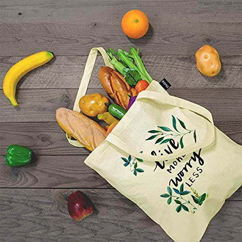 CUNYA - Bolsa de lona personalizable, 15 x 40 cm, reutilizables, con frases de tiempo hermosas, impresas, lavable artesanal, algodón para compras para mujer, color beige (estilo 3)