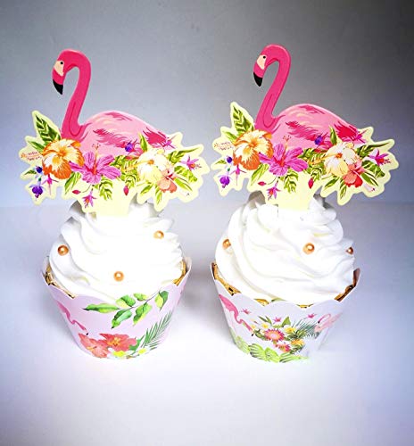 Cupcake Wrappers Flamenco,12 Pack Flamenco Papel Magdalenas Decoración para Tartas para Cumpleaños Niños Dinosaurios Decoración para Fiestas Favors