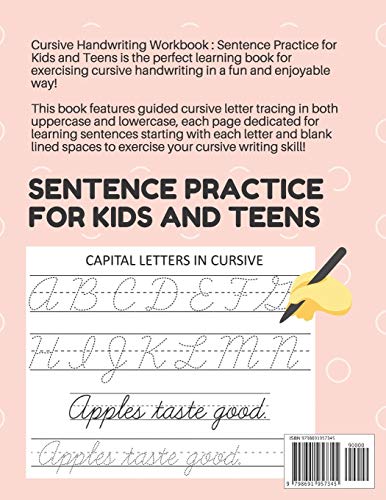 Cursive Handwriting Workbook Sentence Practice for Kids and Teens: Cursive Letter and Sentences Exercise Book for Tracing, Writing Practice, and Mastering Cursive Letters (Pastel Edition)