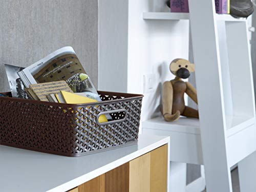 Curver - Cesta Organizadora Multiusos MyStyle M 13L. con Asas - Color Chocolate