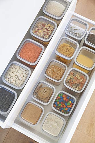 Curver  -  Dry Cube Tarro Hermético con Tapa para Conservar Alimentos en Seco 0,8L. - Color Transparente / Gris