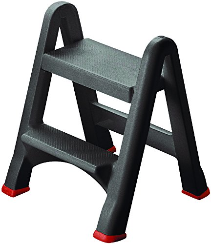 Curver  -  Taburete Escalera Plegable con 2 Peldaños - Color Antracita