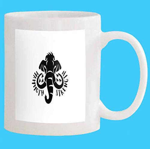 Custom Coffee Mug 11 Oz Mammoth Animal Typography Out Words Retro Vintage Style Print Logo Design Wildlife Nature Wild prehi White Ceramic Gifts Tea Cup