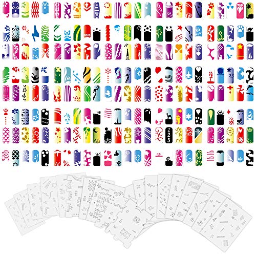 Custom cuerpo Art aerógrafo uñas Stencil Set # 12 Paquete de 20 uñas plantillas