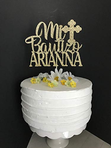 Custom Mi Bautizo Cake Topper Mi Bautizo Cake Topper Baptism Cake Topper God Bless Cake Topper Christening Cake Topper Comm Cake Topper