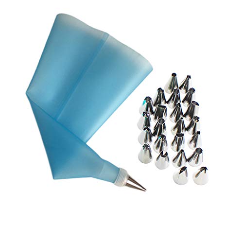 CUTICATE Kitchen 26 PCS Decorating Set Make Buttercream Icing Flowers Cupcake Frosting - Azul