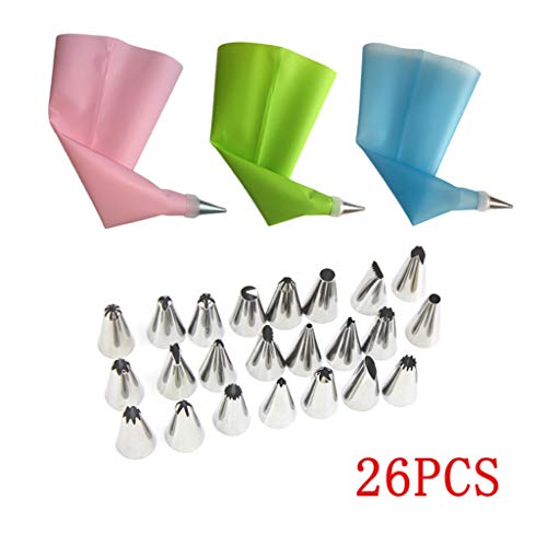 CUTICATE Kitchen 26 PCS Decorating Set Make Buttercream Icing Flowers Cupcake Frosting - Azul