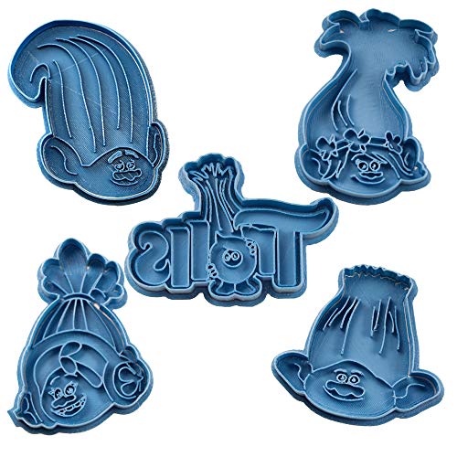Cuticuter The Trolls Pack Cortador de Galletas, Azul, 16x14x1.5 cm, 5 Unidades