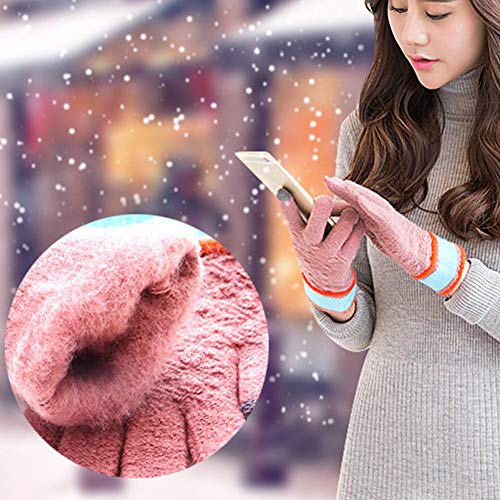 Cuttey Guantes De Pantalla Táctil Señoras Otoño E Invierno Conducción Al Aire Libre Más Terciopelo Cálido Guapo Estudiante Guantes De Lana Tejida para Mujer Guantes De Invierno con Pantalla Rational