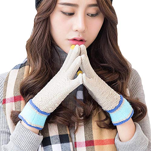 Cuttey Guantes De Pantalla Táctil Señoras Otoño E Invierno Conducción Al Aire Libre Más Terciopelo Cálido Guapo Estudiante Guantes De Lana Tejida para Mujer Guantes De Invierno con Pantalla Rational