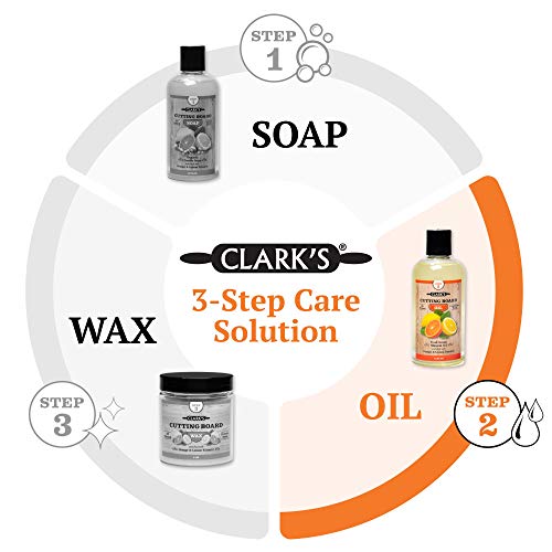 Cutting Board Oil (12oz) by CLARK'S | Enriched with Lemon & Orange Oils | Food Grade Mineral Oil |Butcher Block Oil & Conditioner