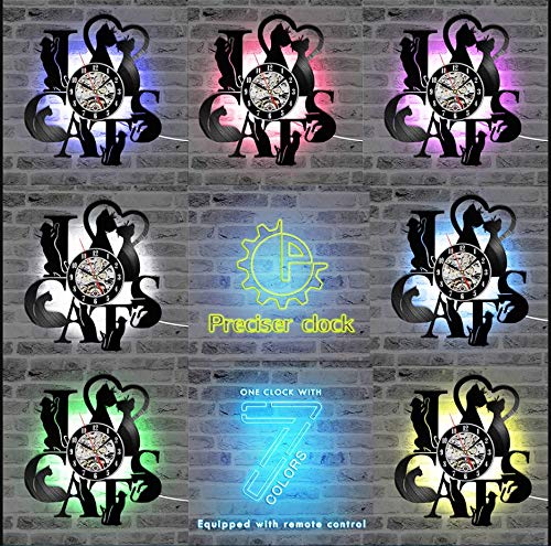 CWGWNXGY Battery Operated Wall Clock, Reloj de Pared, 7 Cambios de Color,Jarra de Cerveza LED Silueta Arte Cambio de Color 12 Pulgadas sin LED