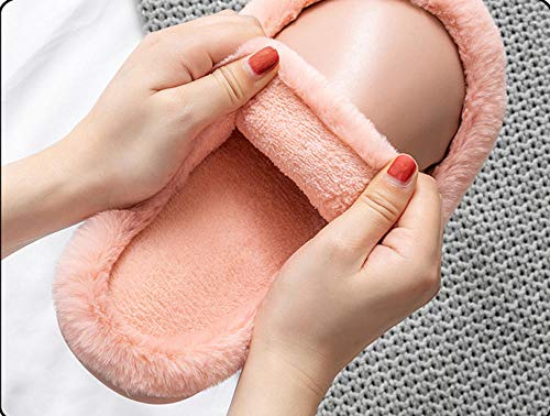 Cxypeng Sandalias Pala Plana Pelo,Lindas Pantuflas de Cuero de Felpa de Suela Gruesa, Zapatos cálidos de Suela Blanda-Caramelo Colour_37-38,Zapatillas de Piel Sintética Suave para Mujer