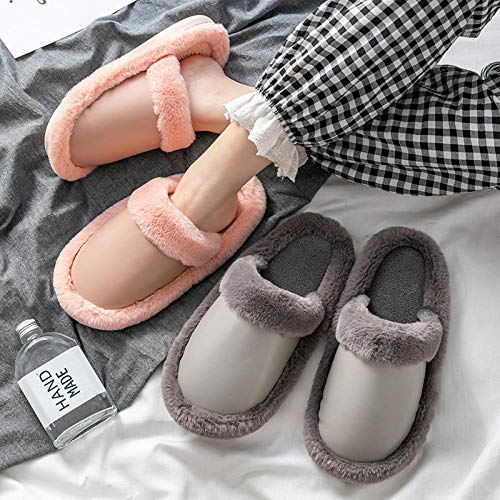 Cxypeng Sandalias Pala Plana Pelo,Lindas Pantuflas de Cuero de Felpa de Suela Gruesa, Zapatos cálidos de Suela Blanda-Caramelo Colour_37-38,Zapatillas de Piel Sintética Suave para Mujer