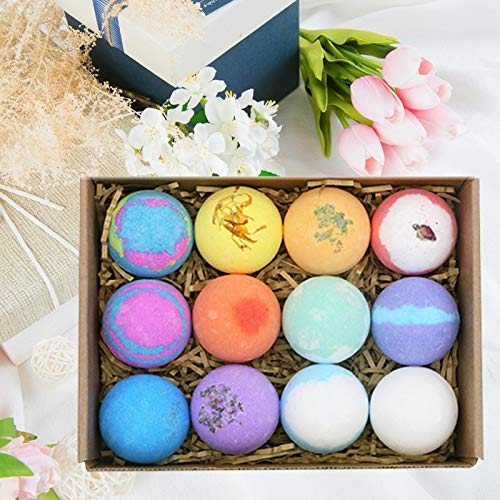 cyberjotting 12 Bombas de baño de Burbujas, Juego de Regalo de Bolas de Bombas de baño de SPA relajantes Hechas a Mano para Mujeres, mamá, niños, Navidad y Aniversarios (1 Juego)