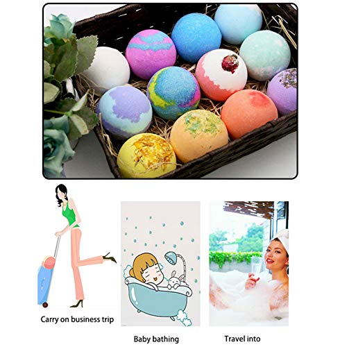 cyberjotting 12 Bombas de baño de Burbujas, Juego de Regalo de Bolas de Bombas de baño de SPA relajantes Hechas a Mano para Mujeres, mamá, niños, Navidad y Aniversarios (1 Juego)