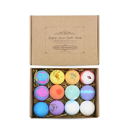 cyberjotting 12 Bombas de baño de Burbujas, Juego de Regalo de Bolas de Bombas de baño de SPA relajantes Hechas a Mano para Mujeres, mamá, niños, Navidad y Aniversarios (1 Juego)