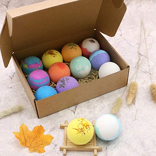 cyberjotting 12 Bombas de baño de Burbujas, Juego de Regalo de Bolas de Bombas de baño de SPA relajantes Hechas a Mano para Mujeres, mamá, niños, Navidad y Aniversarios (1 Juego)