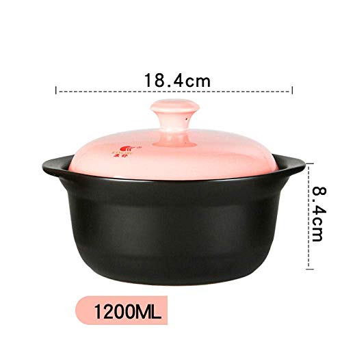 CYQ Utensilios de Cocina Plato de cazuela de Terracota - Olla de Barro de cerámica Cazuela de Piedra de Color para el hogar Olla de Sopa de Avena Olla de estofado de 1.2L