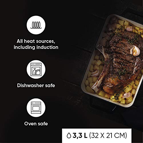 Cyril Lignac 148-017 - Bandeja Rectangular para Horno (Apta para Todas Las Fuentes de Calor e inducción, 32 x 21 cm), Color Negro Mate