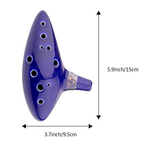 Czemo Ocarina Zelda 12 Agujeros Instrumento Cerámica Alto C + Soporte Blanco + Cuerda + Bolsa + Instrucciones