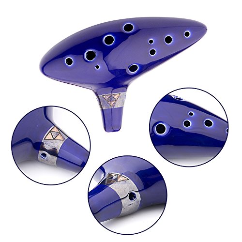 Czemo Ocarina Zelda 12 Agujeros Instrumento Cerámica Alto C + Soporte Blanco + Cuerda + Bolsa + Instrucciones