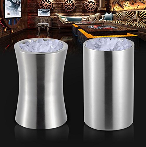 D_HOME Barra creativa del cubo de hielo del acero inoxidable de la capa doble Barra del champán de Ktv Cubo rojo del refrigerador de los barriles de vino rojo (12 * 19.5cm, 13 * 19.5cm, 16.5 * 18 * 12