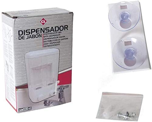 Dabuty Online, S.L. Dispensador de jabón Doble para Pared, Jabonera de loción líquido. Pared, Color Blanco, tamaño 14x7x22cm. Jabonera Gel liquido Manos para baño o Cocina
