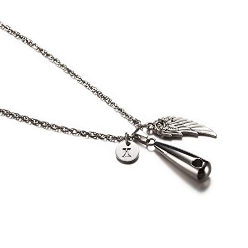 Daesar Colgante Acero Inoxidable para Cenizas Mascotas Colgantes Cenizas Plata ala Gota de Agua con Letra X Collar Grabado Personalizado Familiar