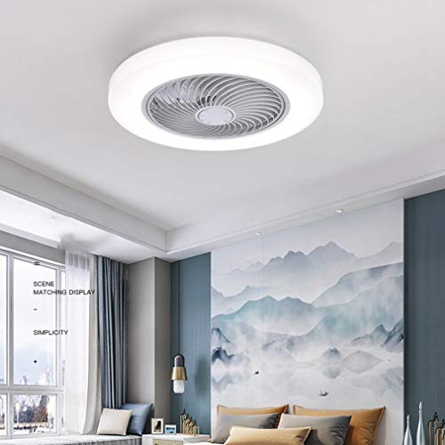 Dagea Dormitorio Ventilador de Techo con iluminación LED Regulable Lámpara de Techo, App Control Remoto Atenuación, Ultra silencioso Luces del Ventilador para Sala de Estar Restaurante Lámpara,Blanco