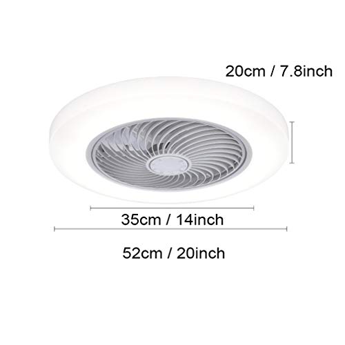 Dagea Dormitorio Ventilador de Techo con iluminación LED Regulable Lámpara de Techo, App Control Remoto Atenuación, Ultra silencioso Luces del Ventilador para Sala de Estar Restaurante Lámpara,Blanco