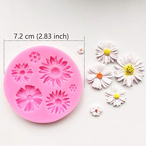 Daimay - 3 moldes de silicona para tartas, fondant, pastel de boda, decoración de chocolate, soap, decoración de tartas, herramientas, rosa, girasoles, color rosa