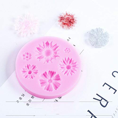 Daimay - 3 moldes de silicona para tartas, fondant, pastel de boda, decoración de chocolate, soap, decoración de tartas, herramientas, rosa, girasoles, color rosa