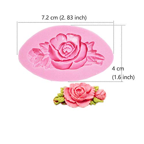 Daimay - 3 moldes de silicona para tartas, fondant, pastel de boda, decoración de chocolate, soap, decoración de tartas, herramientas, rosa, girasoles, color rosa