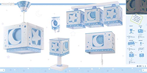 Dalber Moon Light Lámpara de Techo Infantil Luna y Estrellas MoonLight Azul, 60 W