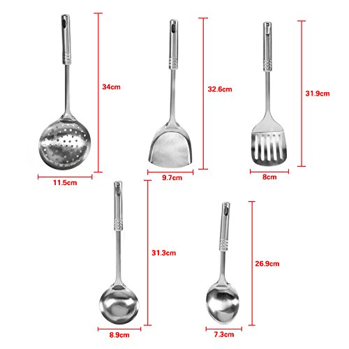 DaMohony Conjunto de Utensilios de Cocina Herramientas de Cocina de Acero Inoxidable Multifuncionales (5 Piezas)