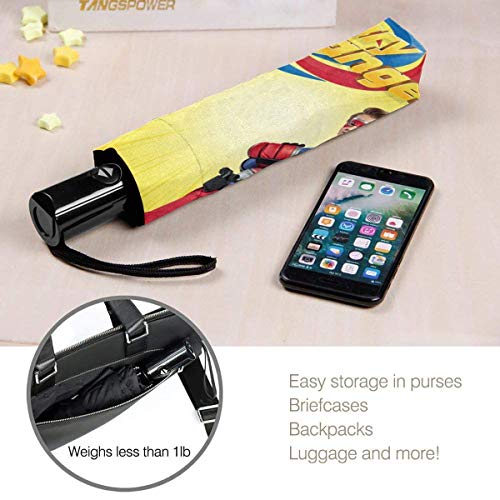 Dan-Ger Yellow Hen-ry Paraguas automático de Tres Pliegues Protector Solar Resistente al Agua Resistente al Viento Sombrillas Personalizadas Ligeras para niños Unisex Senderismo Interior Impri