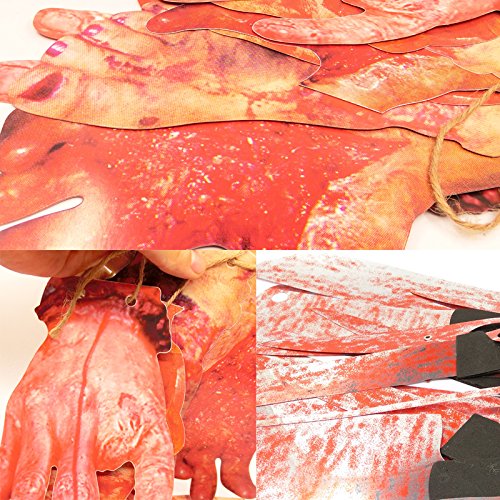 dancepandas Halloween Cuchillo Sangre Horror Manos y pies Rotos Guirnaldas Banner decoración de la casa embrujada Bar Banner