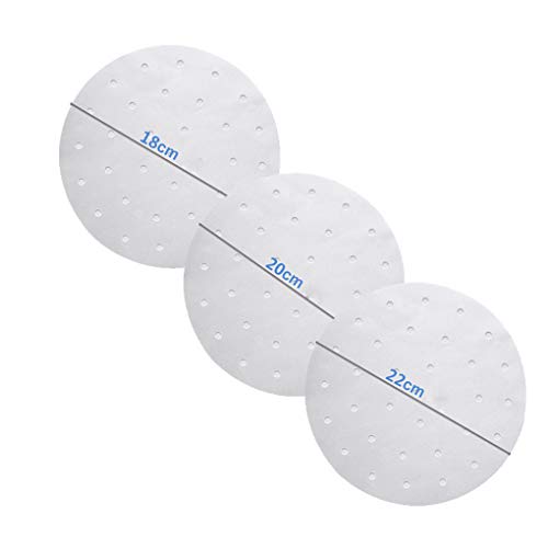 DANDANdianzi 100pcs 7/8/9 Pulgada Aire freidora trazadores de líneas Perforada Antiadherente Mat Vapor Hornear Cocinar Blanca Olla de Aceite Accesorios Papel