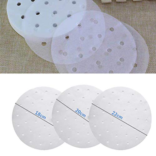 DANDANdianzi 100pcs 7/8/9 Pulgada Aire freidora trazadores de líneas Perforada Antiadherente Mat Vapor Hornear Cocinar Blanca Olla de Aceite Accesorios Papel