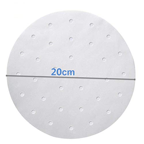 DANDANdianzi 100pcs 7/8/9 Pulgada Aire freidora trazadores de líneas Perforada Antiadherente Mat Vapor Hornear Cocinar Blanca Olla de Aceite Accesorios Papel