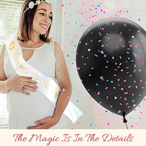 Danolt Género revelan Partido Kit 52 PCS género revelan el Globo de látex con Azul y Rosa Confeti-niño o niña Foto Banner Stand Props-decoración para Baby Shower Fiesta de cumpleaños