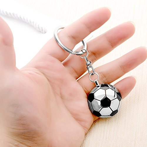 DaoRier Llavero Semiesférico de Fútbol, Cadena de Llavero, Tamaño 9,5 cm
