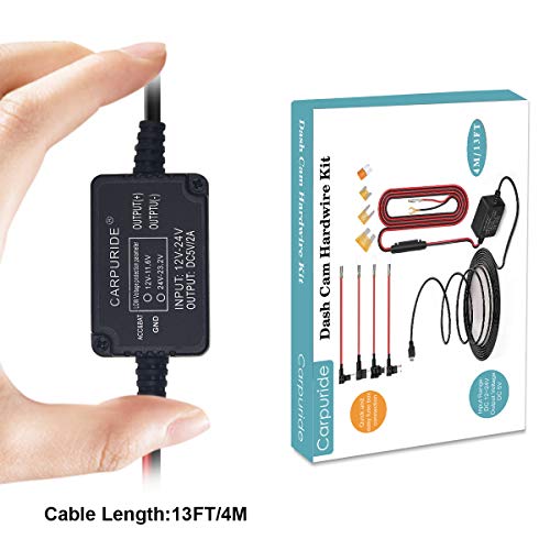 Dash CAM Hardwire Kit Mini Alambre Duro Coche Cargador Kit de Cable USB 12V - 24V a 5V para cámaras Dash GPS