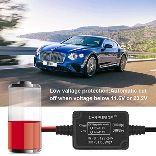 Dash CAM Hardwire Kit Mini Alambre Duro Coche Cargador Kit de Cable USB 12V - 24V a 5V para cámaras Dash GPS