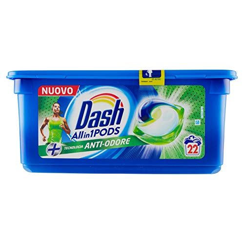 Dash PDS Allin1 - Detergente para lavadora en cápsulas + tecnología antiolor – 22 lavados